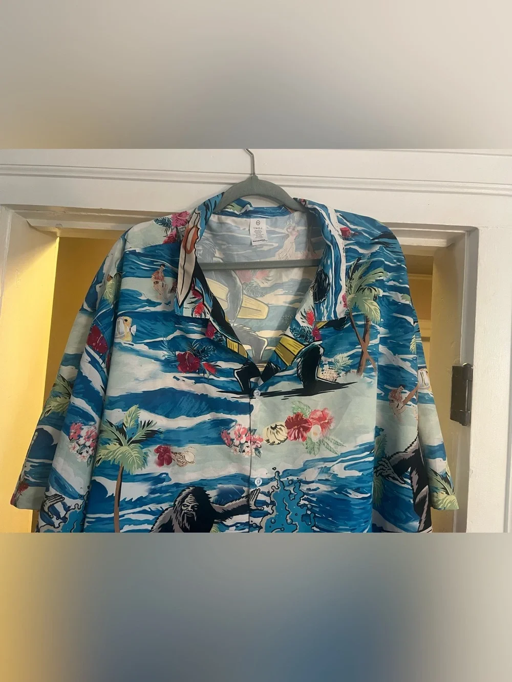 Bigfoot Surf Hawaiian Men’s Nautical Beach Surf Short Sleeve Vacation Shirt 5XL